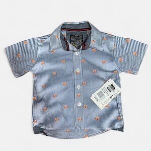 Nautica Kids Blue Striped Shirt with Orange Details